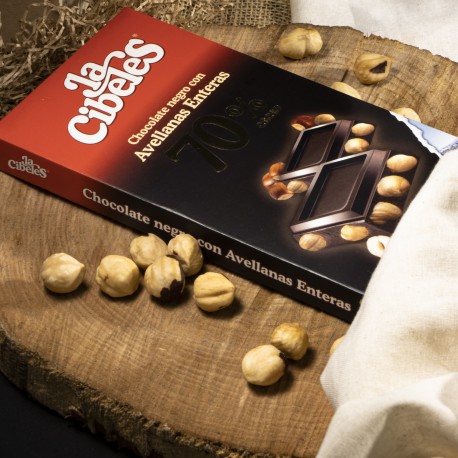 CHOCOLATE NEGRO CON AVELLANAS ENTERAS 70% CACAO LA CIBELES Chocolates gourmet